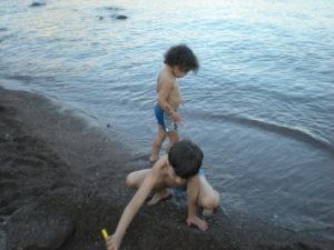 life turning point on Patmos-children playing on beach